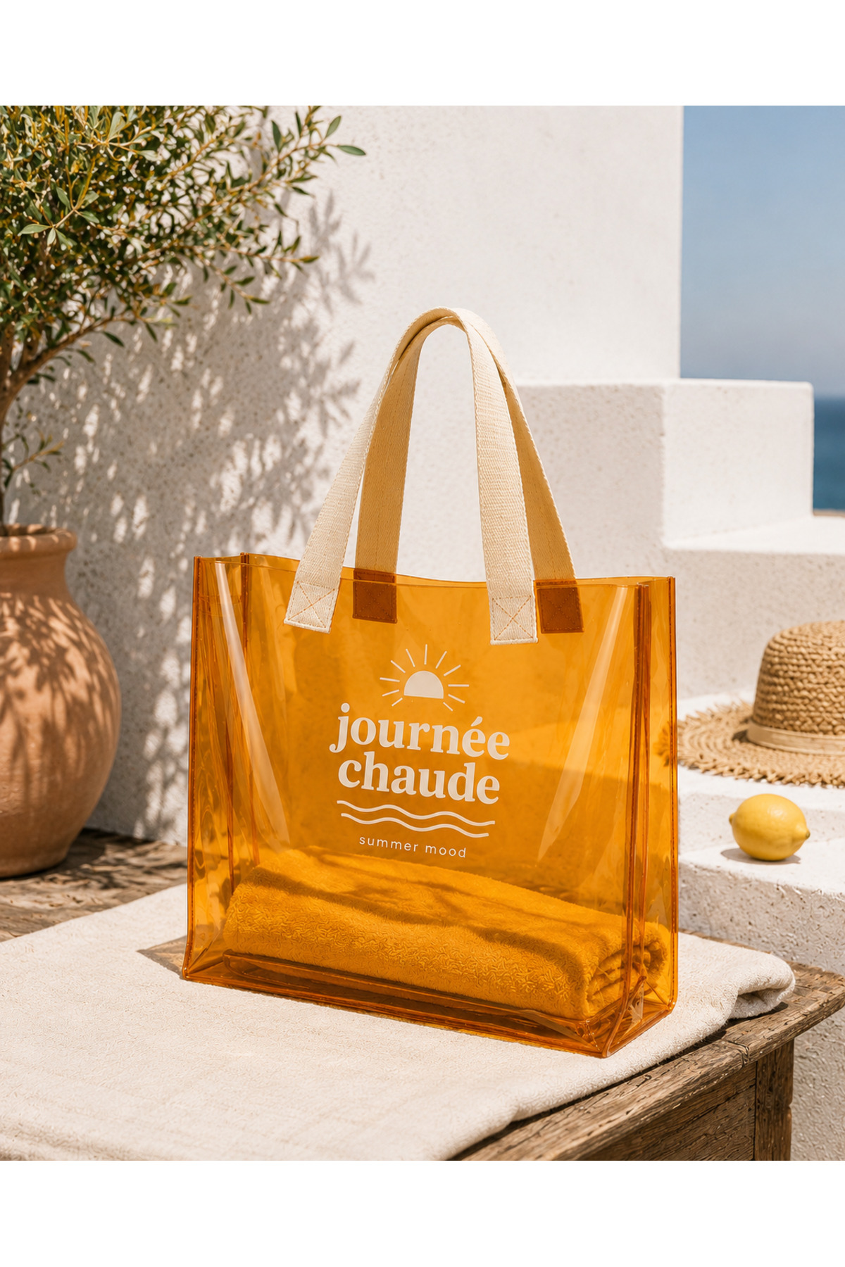 HİG HOME Su Geçirmez Şeffaf Plaj Çantası Büyük Boy Kadın Deniz Havuz Omuz Çantası PVC Şeffaf Çanta Beach Bag görsel 2