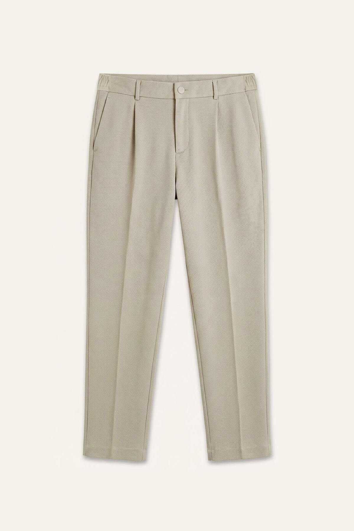 DeFacto Esnek Kumaş Regular Fit Pilili Pantolon H7841AX26SM — بژ