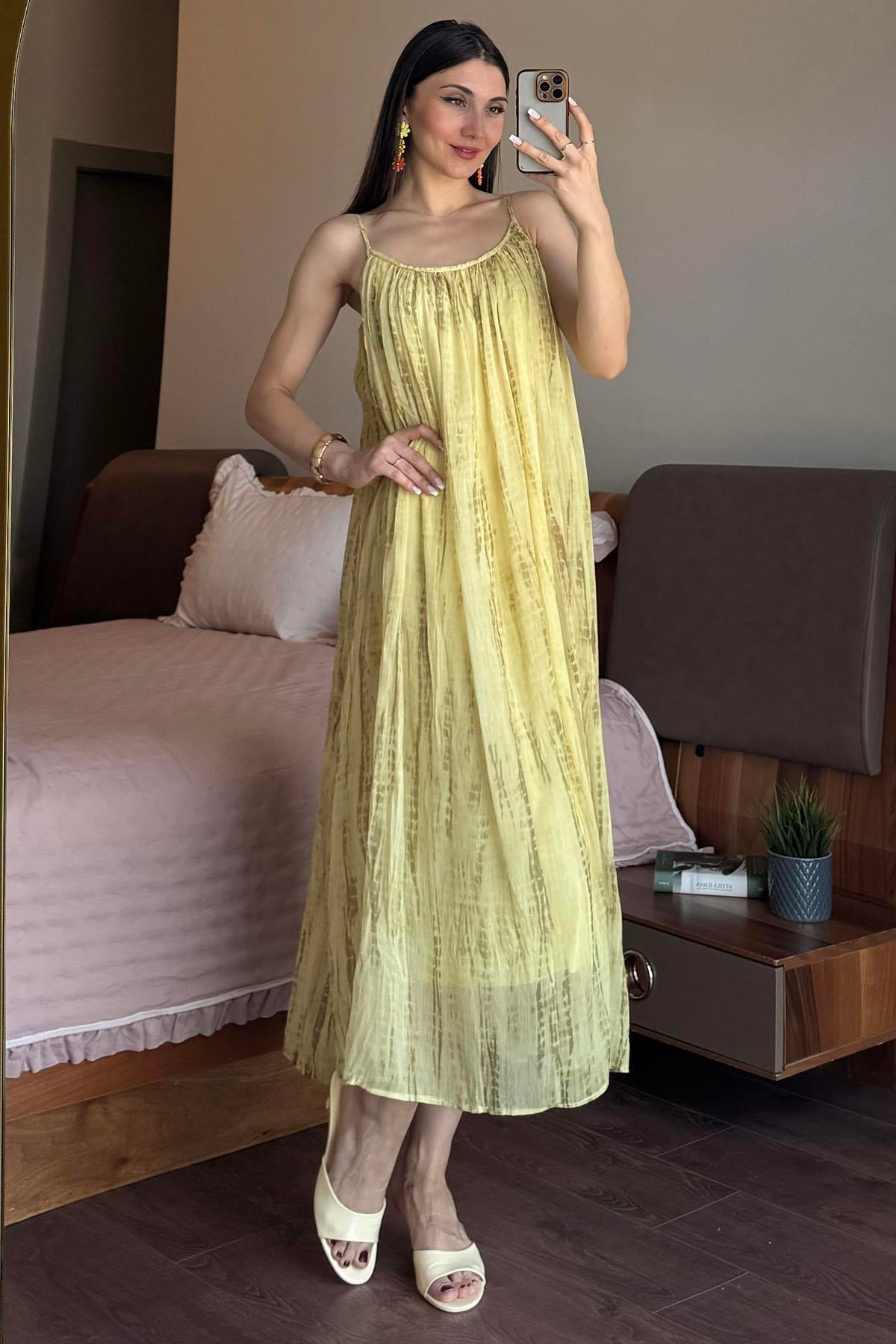 My Blog Yellow Strap Color-Gradient Chiffon Dress - 2Y251087
