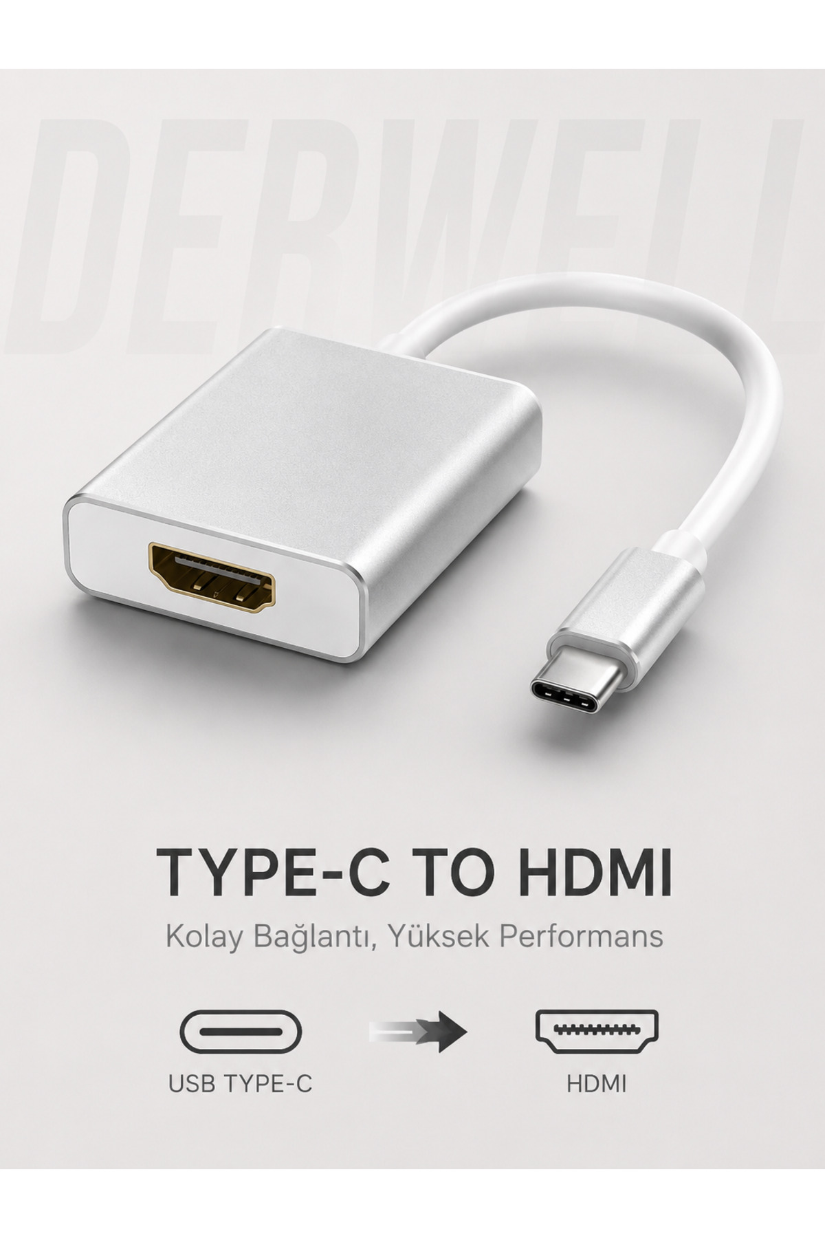 Type-C to HDMI Dönüştürücü Adaptör Kablosu | Telefon Tablet Bilgisayar Uyumlu Görüntü Aktarıcı | Kolay Bağlantı ve Yüksek Sağlayan Taşınabilir Şık Alüminyum Gövde 4K Ultra HD Çevirici
