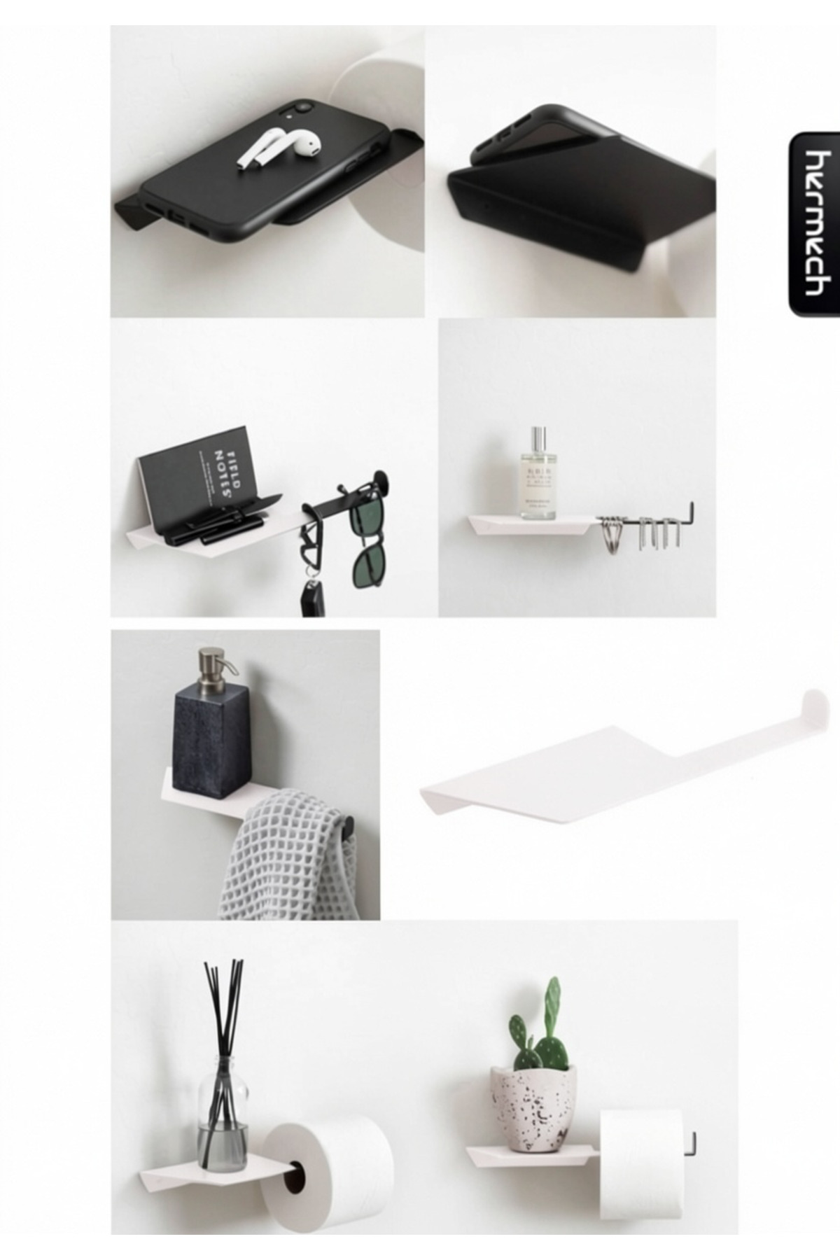 BATHROOM ACCESSORY HOLDER - FUNCTIONAL MULTI-USE - WHITE COLOR