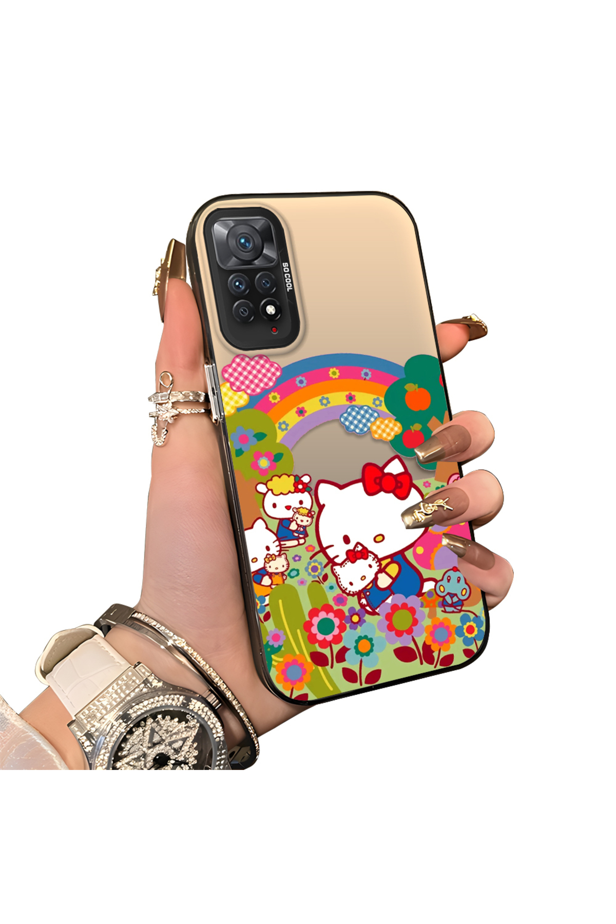 Redmi Note 11 Pro 5G Compatible Silicone Edge Hard Back Case Couple Phone Case Kitty Pattern