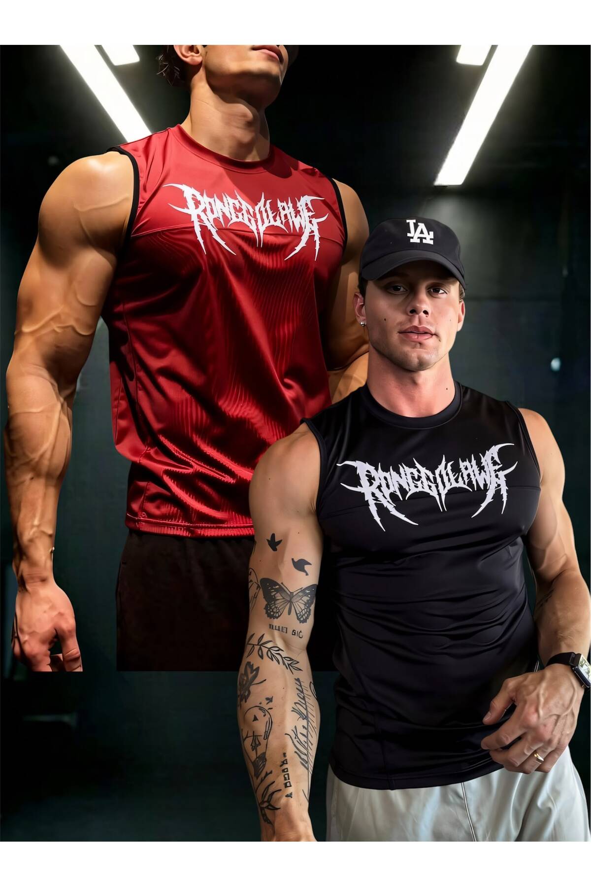 kalawear Erkek 2 adet Fit Gym Fitness Nefes Alan Teknik Hızlı Kuruma Slim Fit Sporcu Fitness Atleti