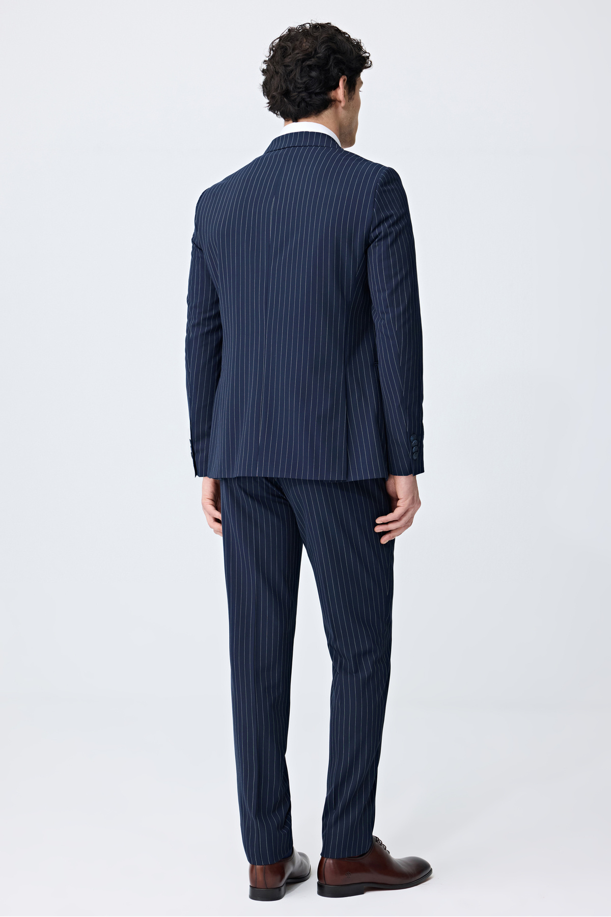 Slim Fit Lacivert Çizgili Takim Elbise — سرمه‌ای 6TF05KV09511M — تصویر 3 از 8