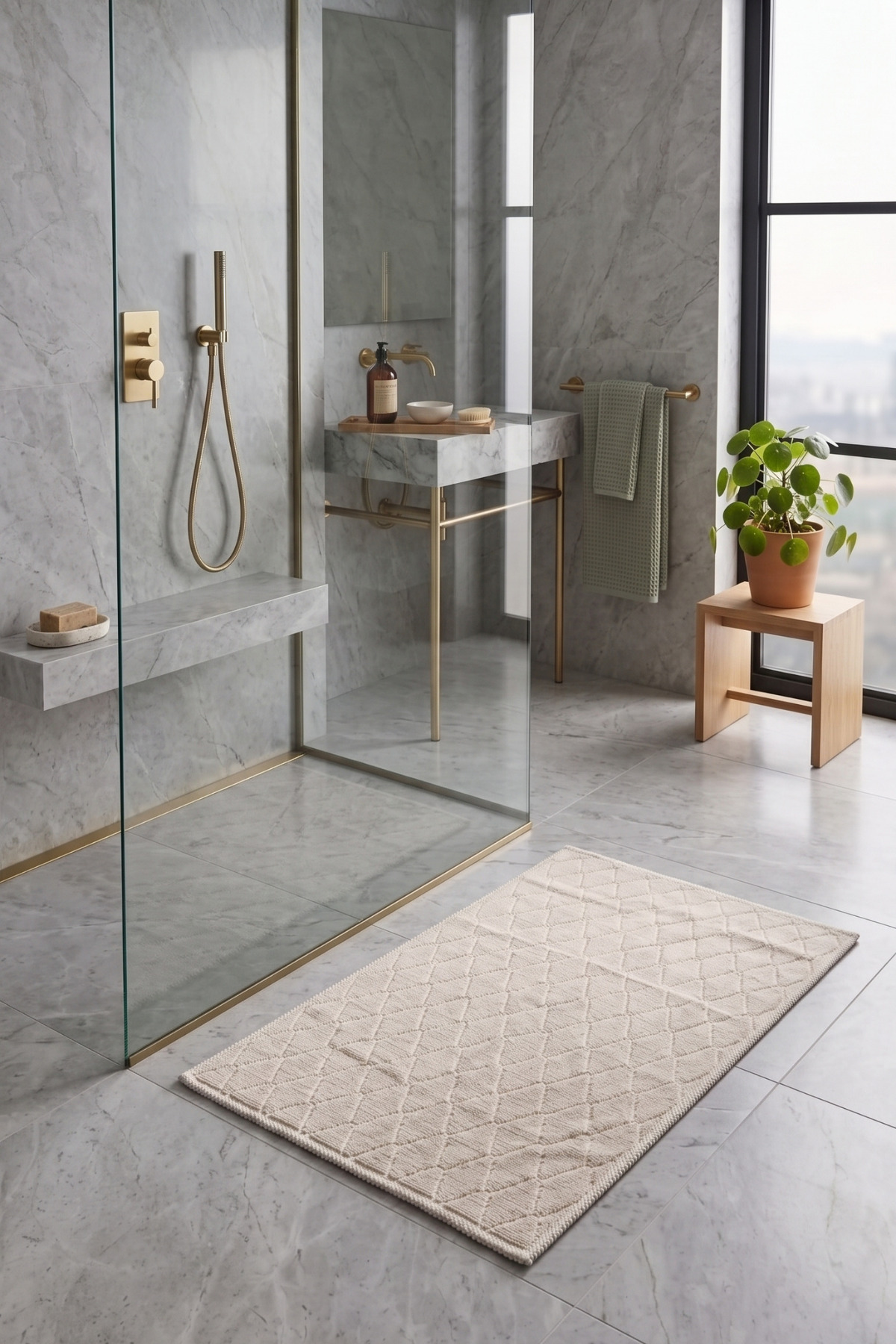 Corridor Cream Runner 80x150 cm | 100% Cotton, Washable,Kitchen,Bathroom,Bedroom
