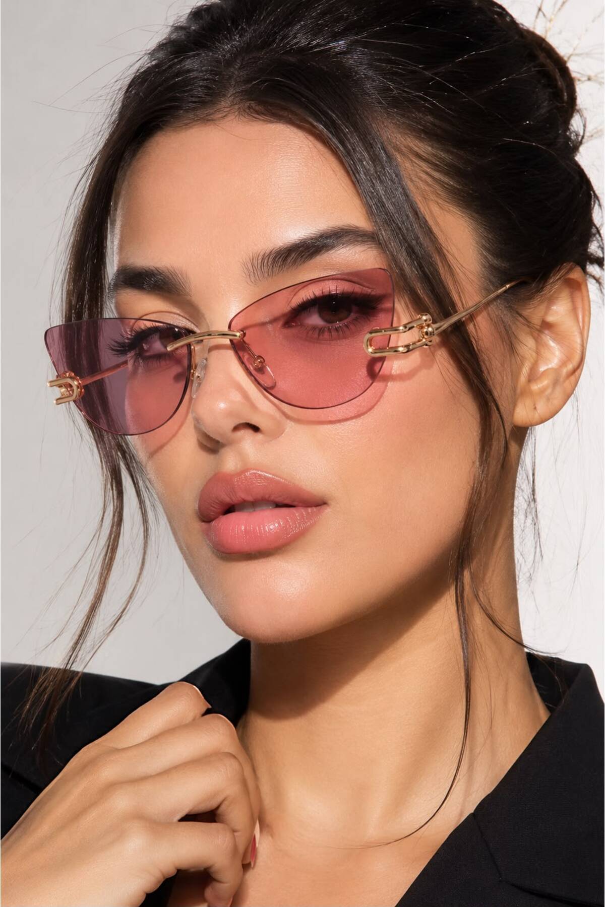 LUPİX Premium Gold Detaylı Çerçevesiz Unisex Güneş Gözlüğü | UV400 Korumalı | Lüks Tasarım görsel 5