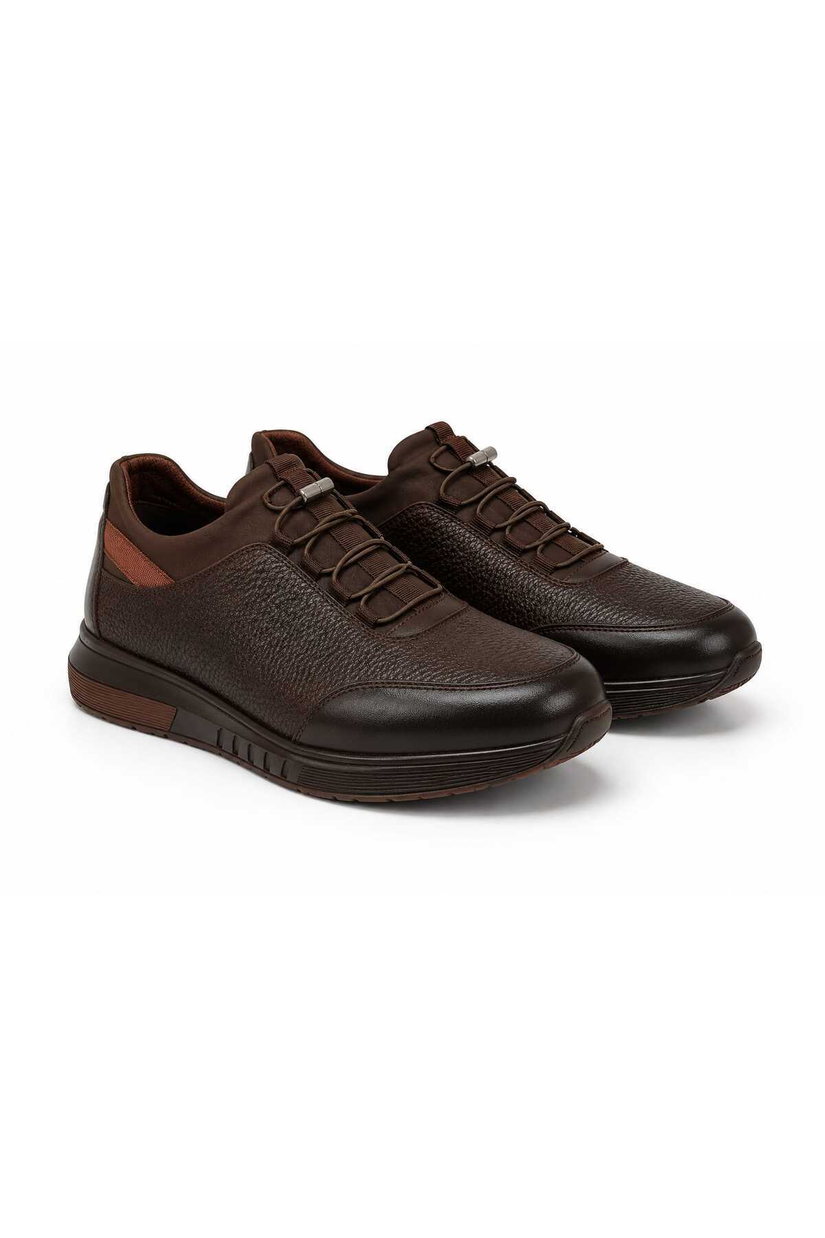 KİNGLE Premium Erkek Suni Deri Casual Sneaker, Kahverengi Konforlu Günlük Ayakkabı görsel 2