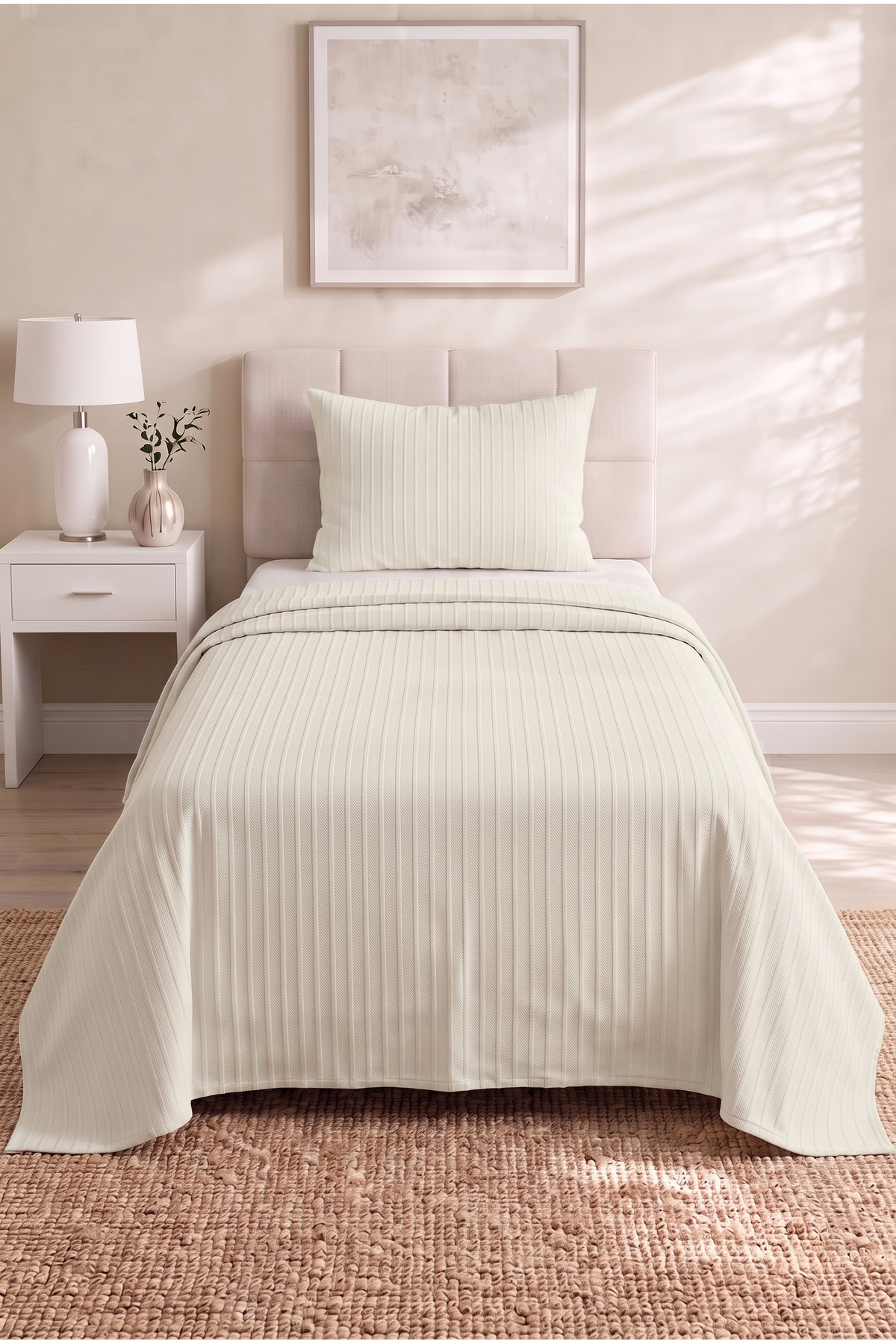 Bodrum Single Summer Quilting | Single Bedspread | Summer Cover | 100% Cotton | 160 x 230 cm