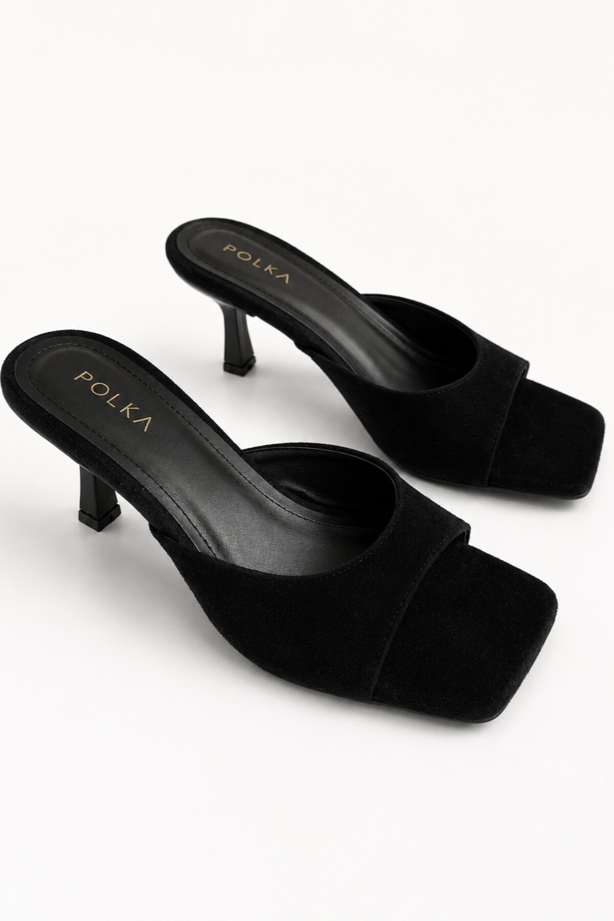 POLKA STORE Prime Wooden Heel Detailed Square Toe Single Strap Summer Sandals Women's Shoes