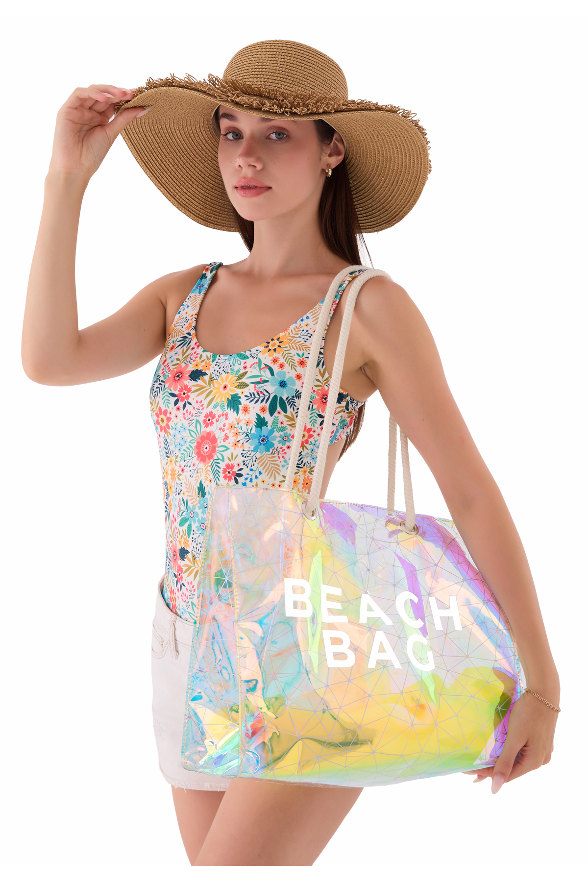 Luzza Bag Hologram Crystal Beach Bag Baskılı Plaj Çantası