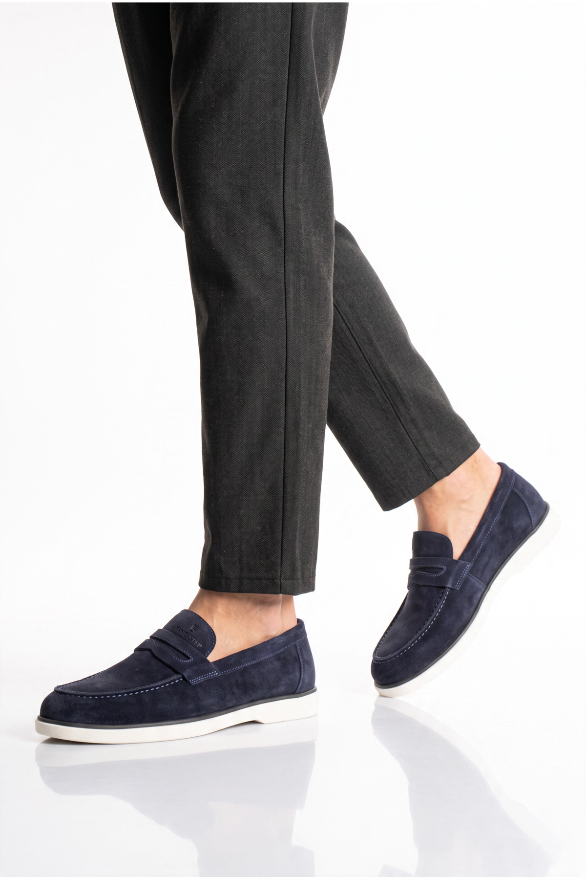 Fame Step Hakiki Deri Erkek Lacivert Loafer Ayakkabı Süet Günlük Rahat Casual Mokasen Siena görsel 7