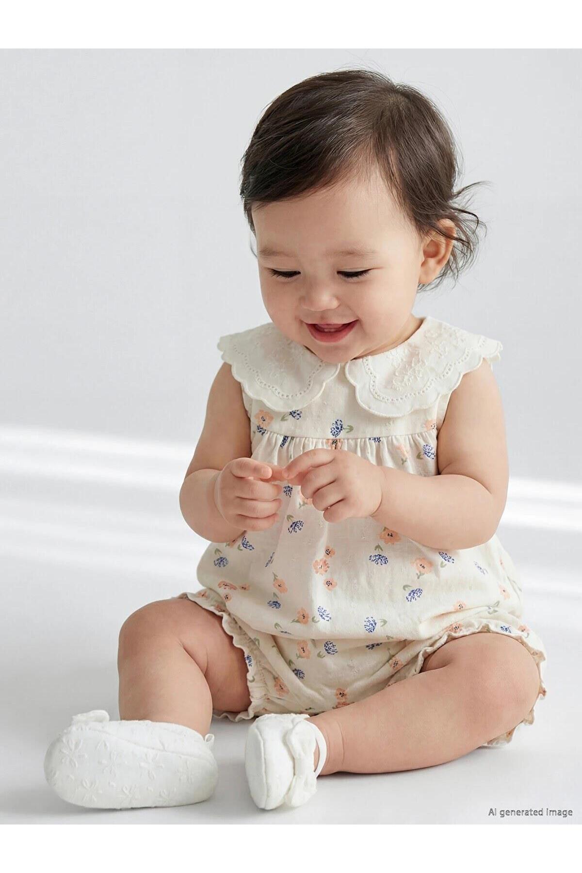 LC Waikiki Baby Girl Romper with Floral Collar (S6)
