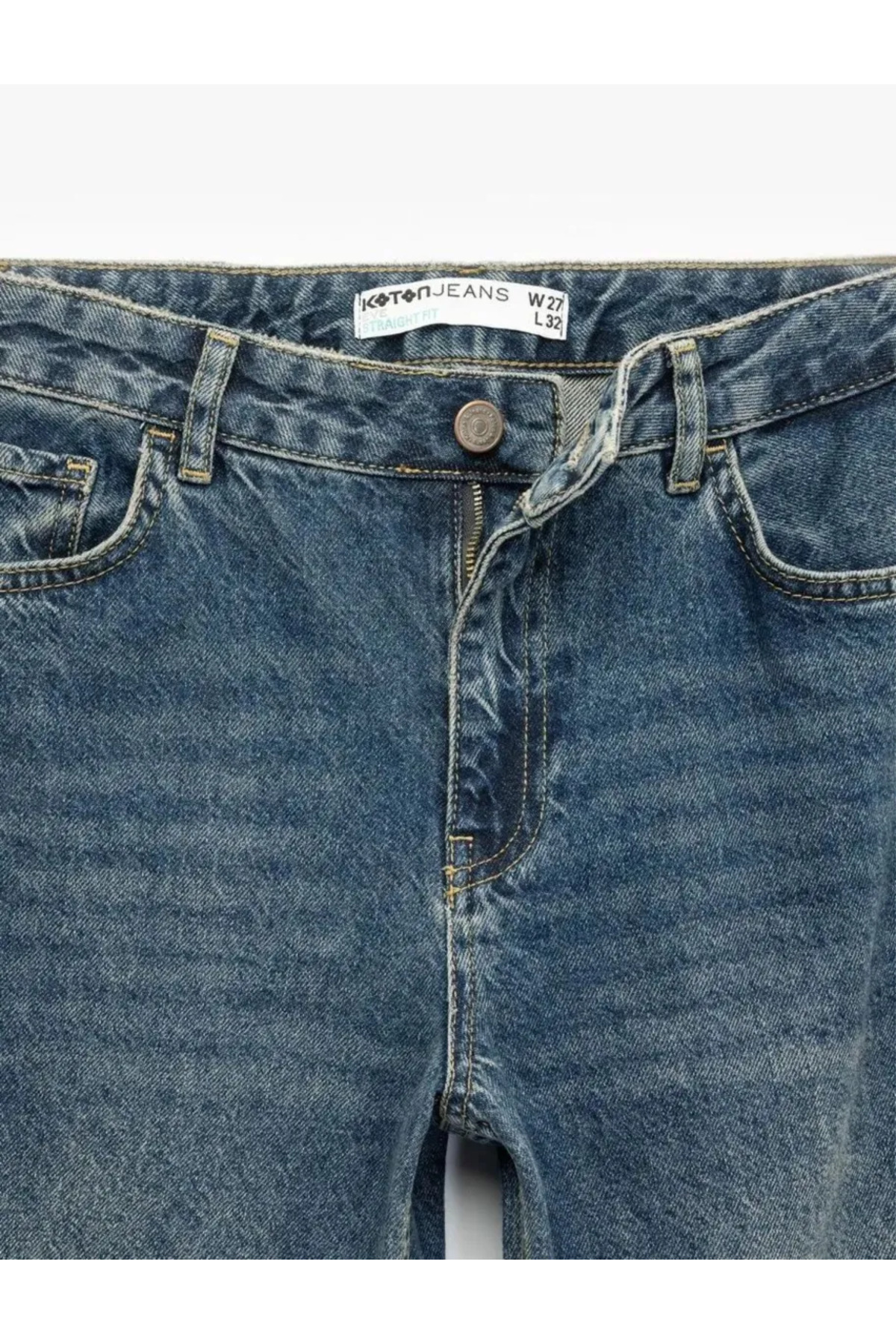Koton Pamuklu Düz Kesim Düz Paça Jean Pantolon - Straight Jeans görsel 6