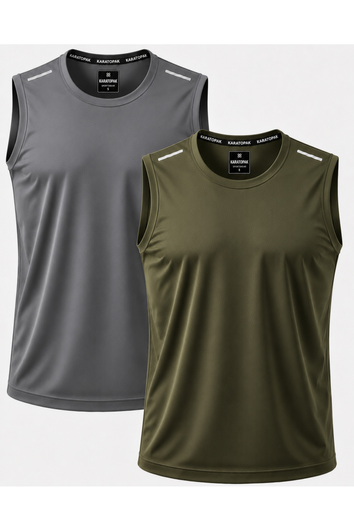 Karatopak 2'li Hızlı Kuruma Nefes Alabilen Atletik Teknik Sporcu Sıfır Kol T-shirt
