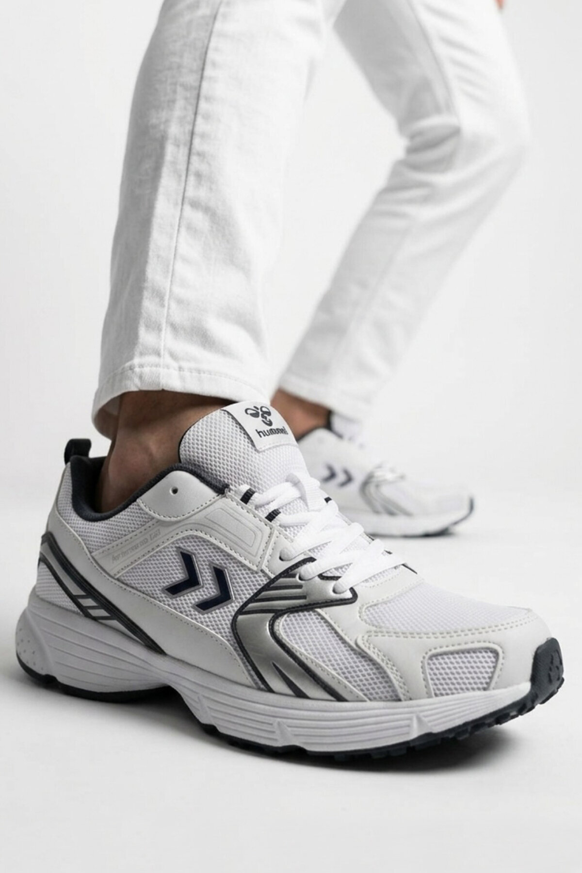 hummel Beyaz-Lacivert Nefes Alabilen File Detaylı Hafif Taban Erkek Yürüyüş ve Spor Ayakkabı Sneaker Hml 930 görsel 3