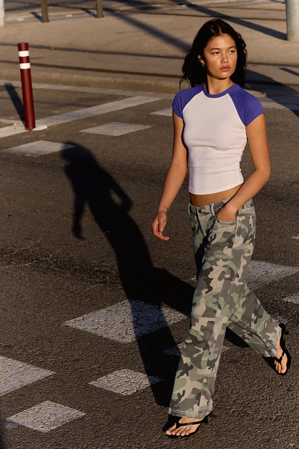 Baskılı straight fit pantolon