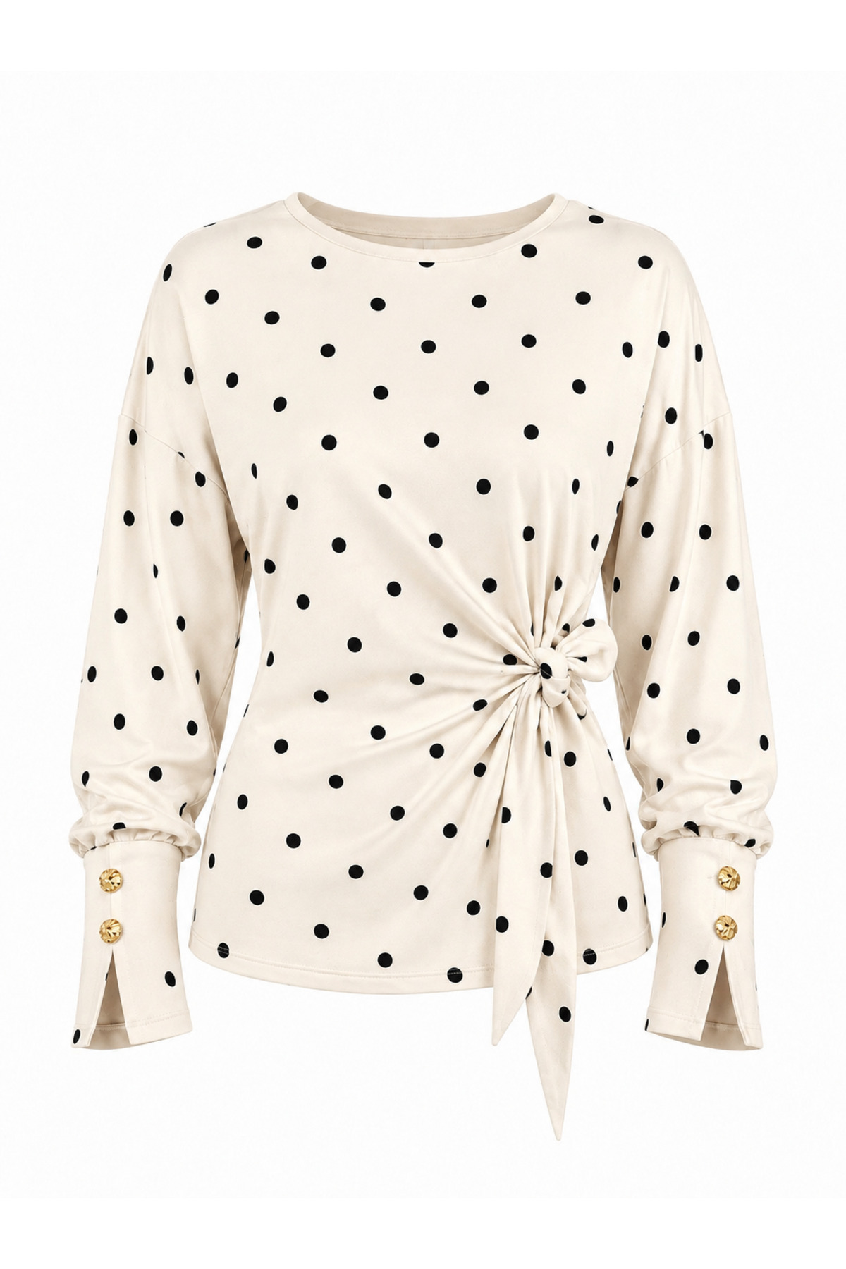 peri tower Women's Drawstring Detailed Tie-Up Long Sleeve Blouse 220