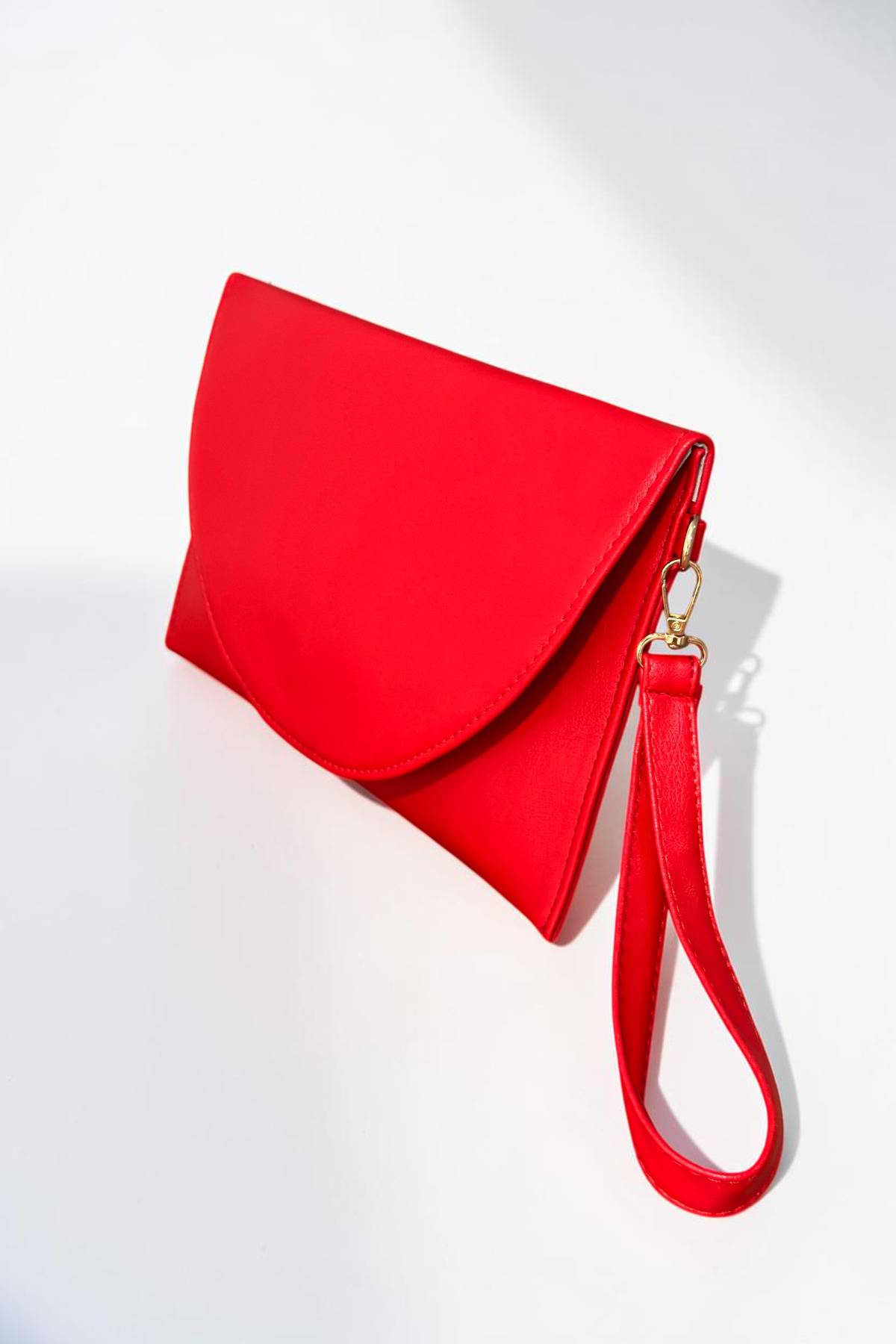 Classbag Kadın Kırmızı Zarif Zarf Model, Bilek Askılı Orta Boy Portföy Clutch Çanta (30cmx19cm) görsel 7