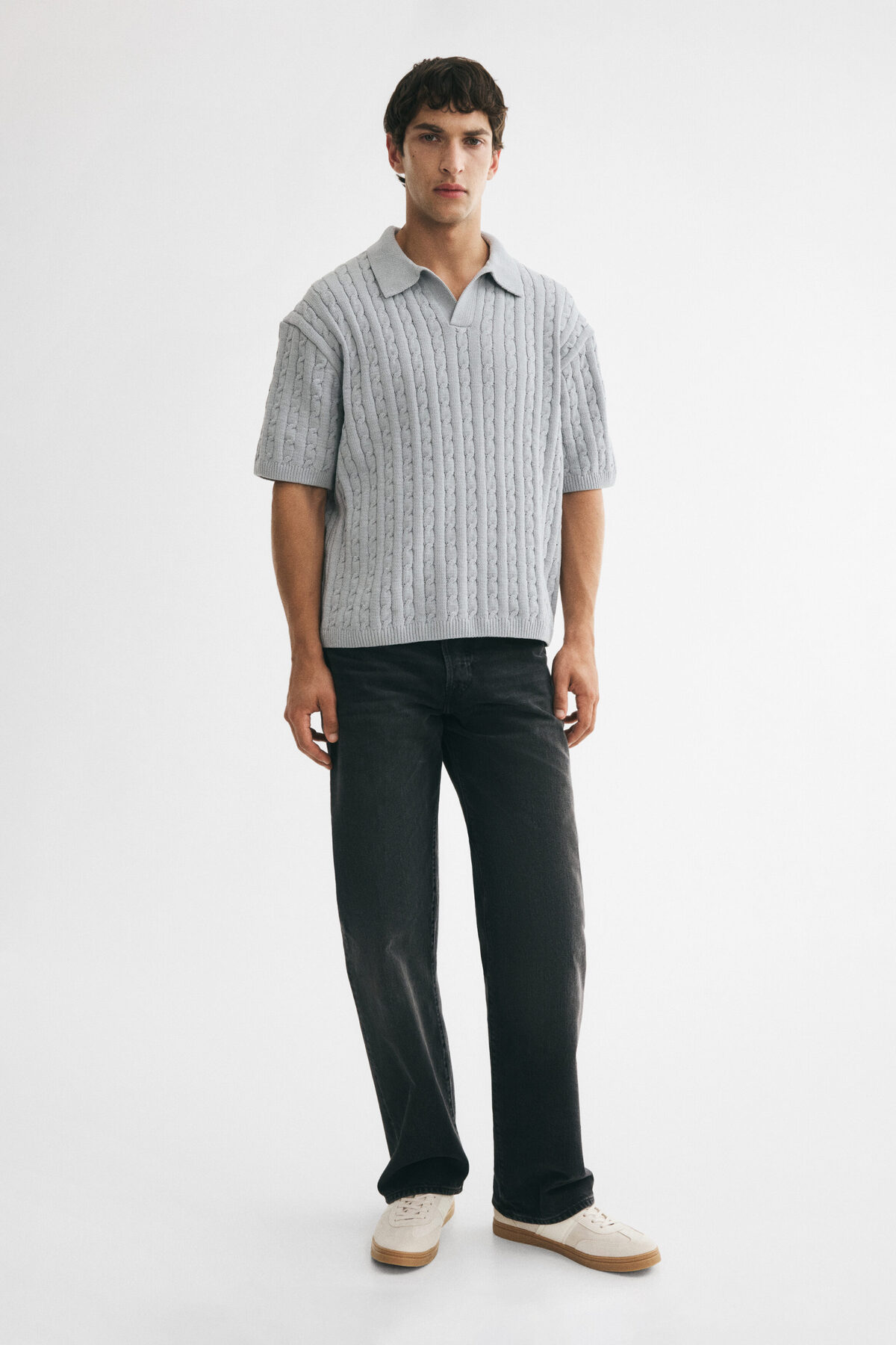پولو شرت زنانه طرح Cable Knit مدل Relaxed Fit اچ اند ام پولوشرت H&M