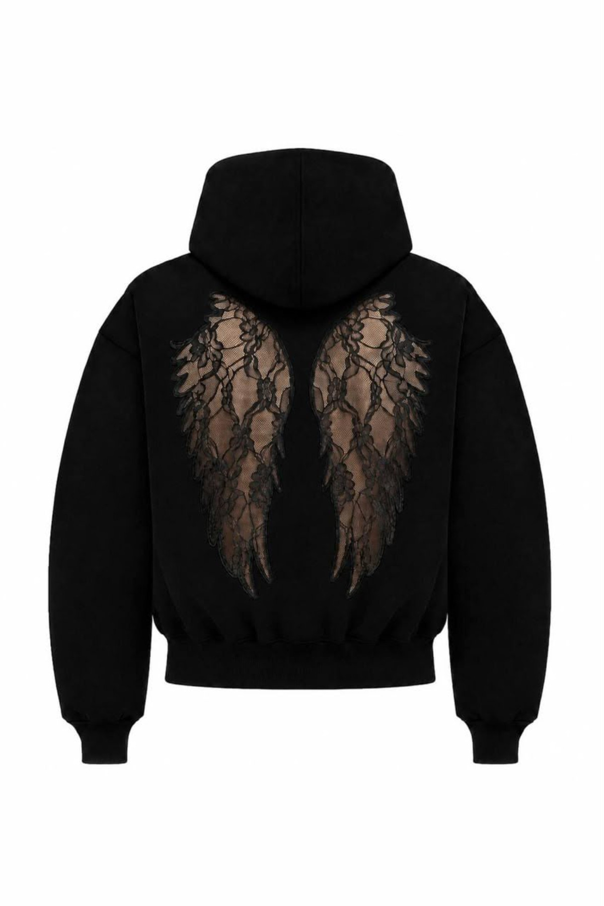 Violon WING SIRT DANTEL KANAT DETAYLI SWEATSHIRT SİYAH görsel 2