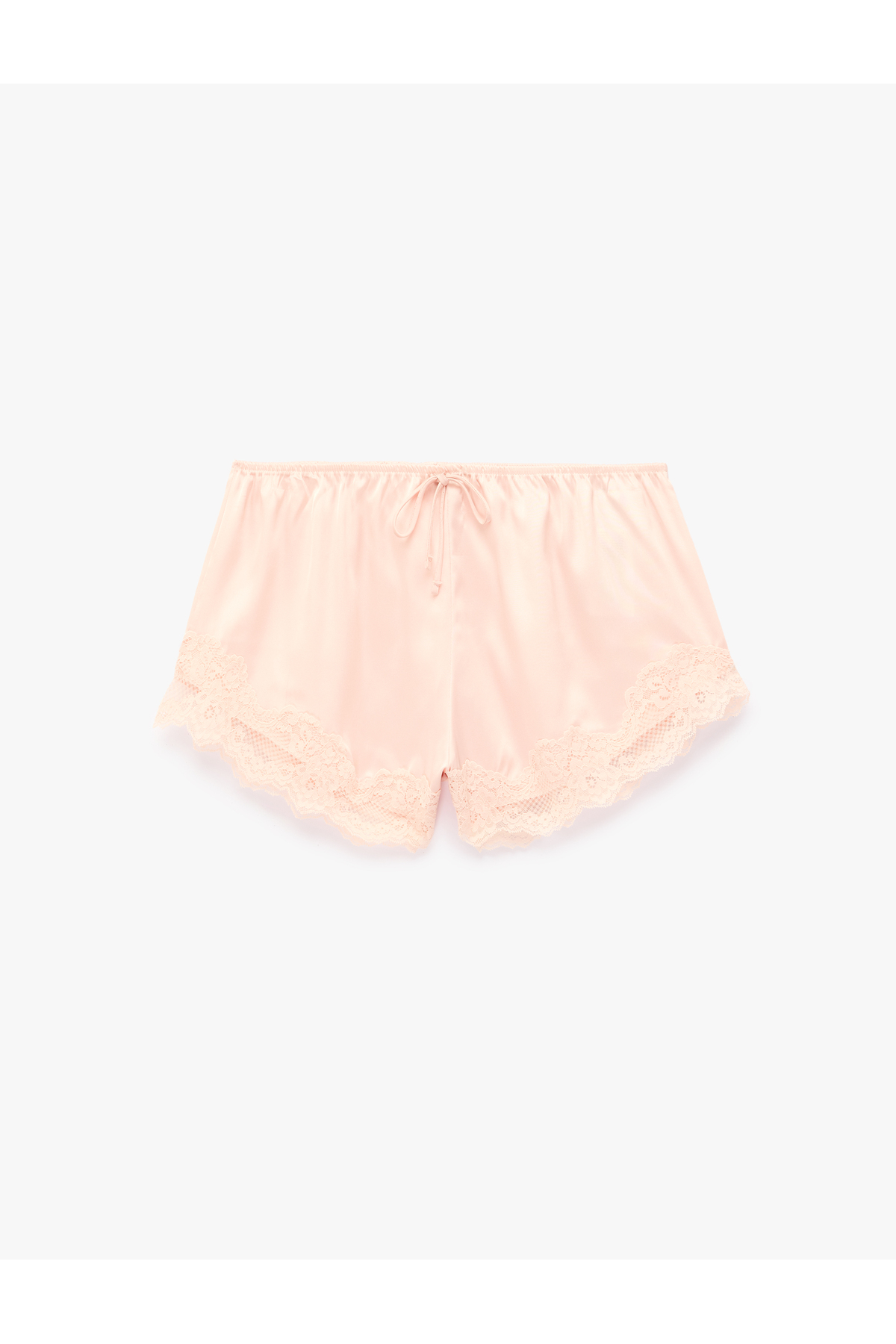 Beli Lastikli Rahat Kalıp Dantelli Saten Şort Pijama Altı