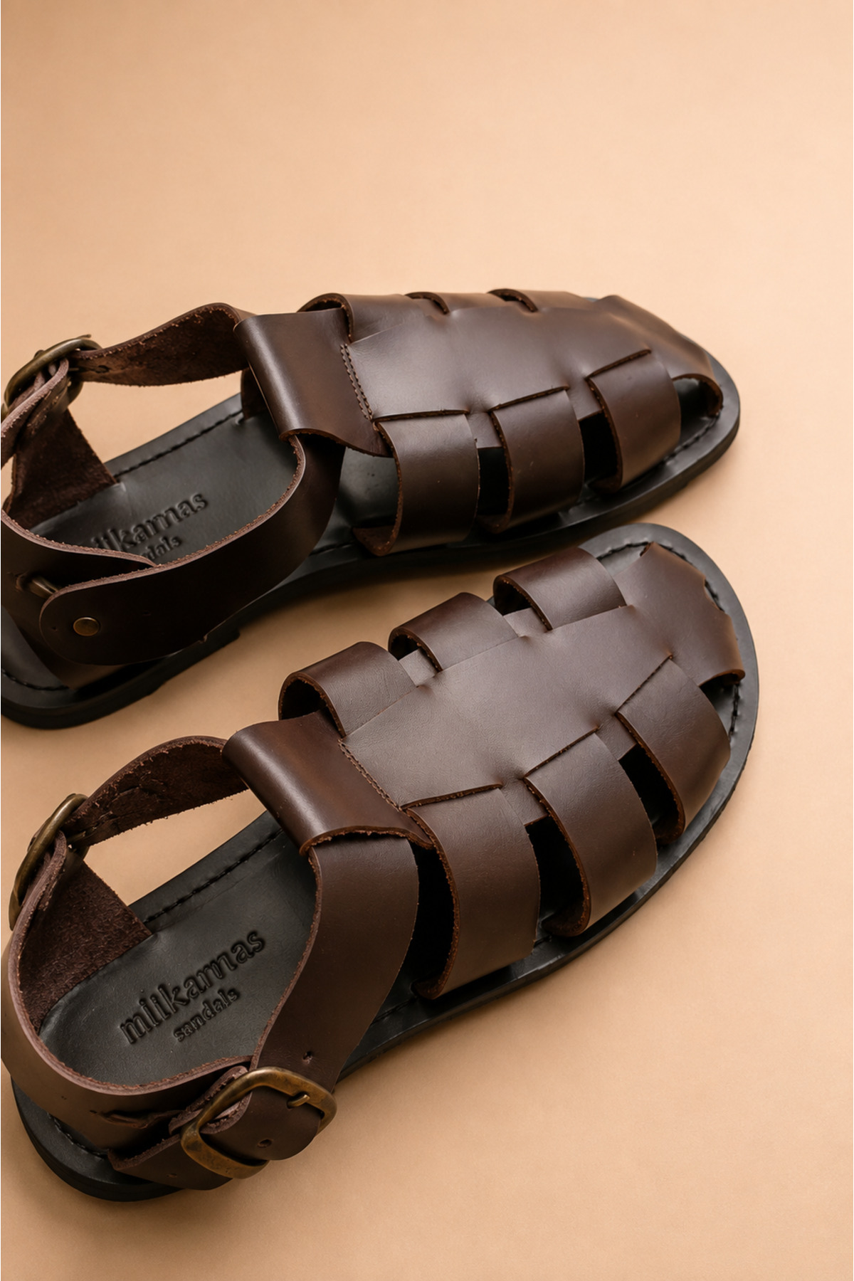 HalikarnasSandals Hakiki Deri Kahve Erkek Sandalet - 7001 görsel 3