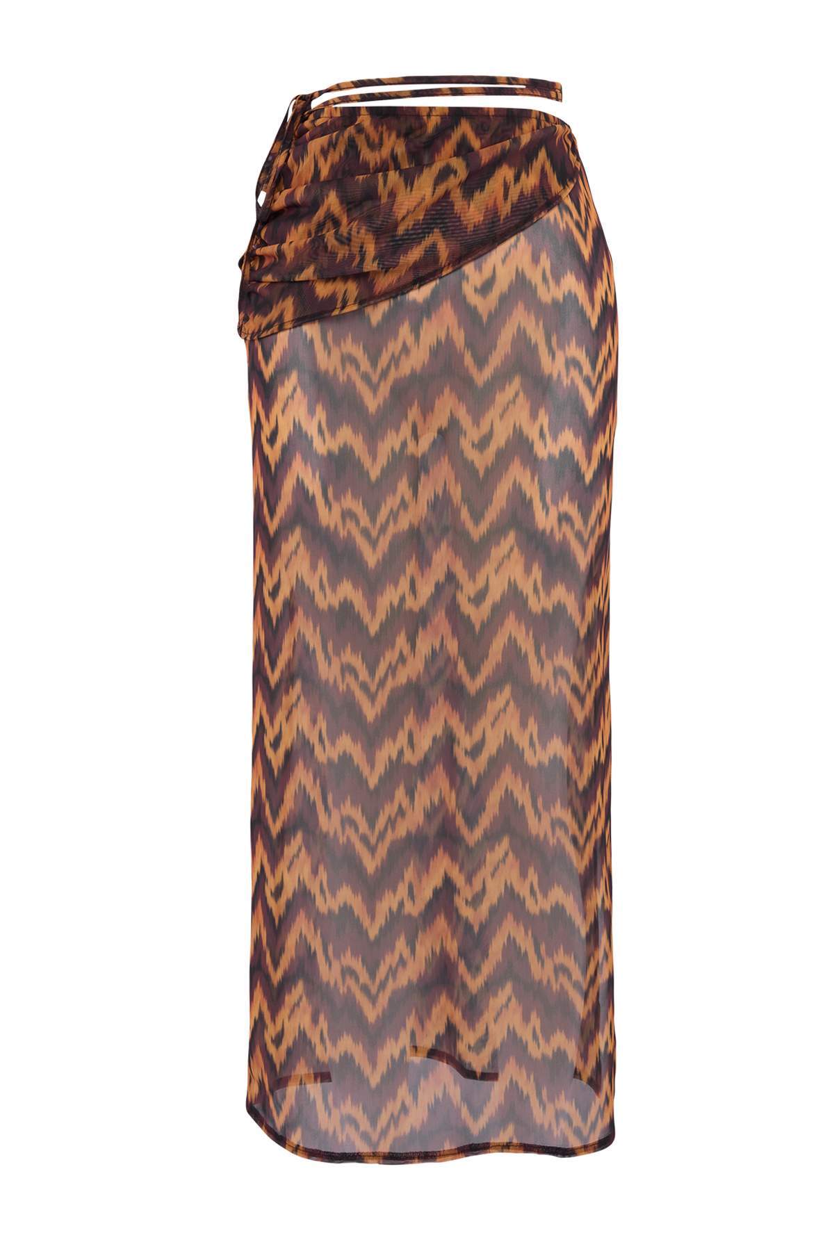 Trendyolmilla Batik Desenli Örme Midi Plaj Pareo TBESS25PR00014