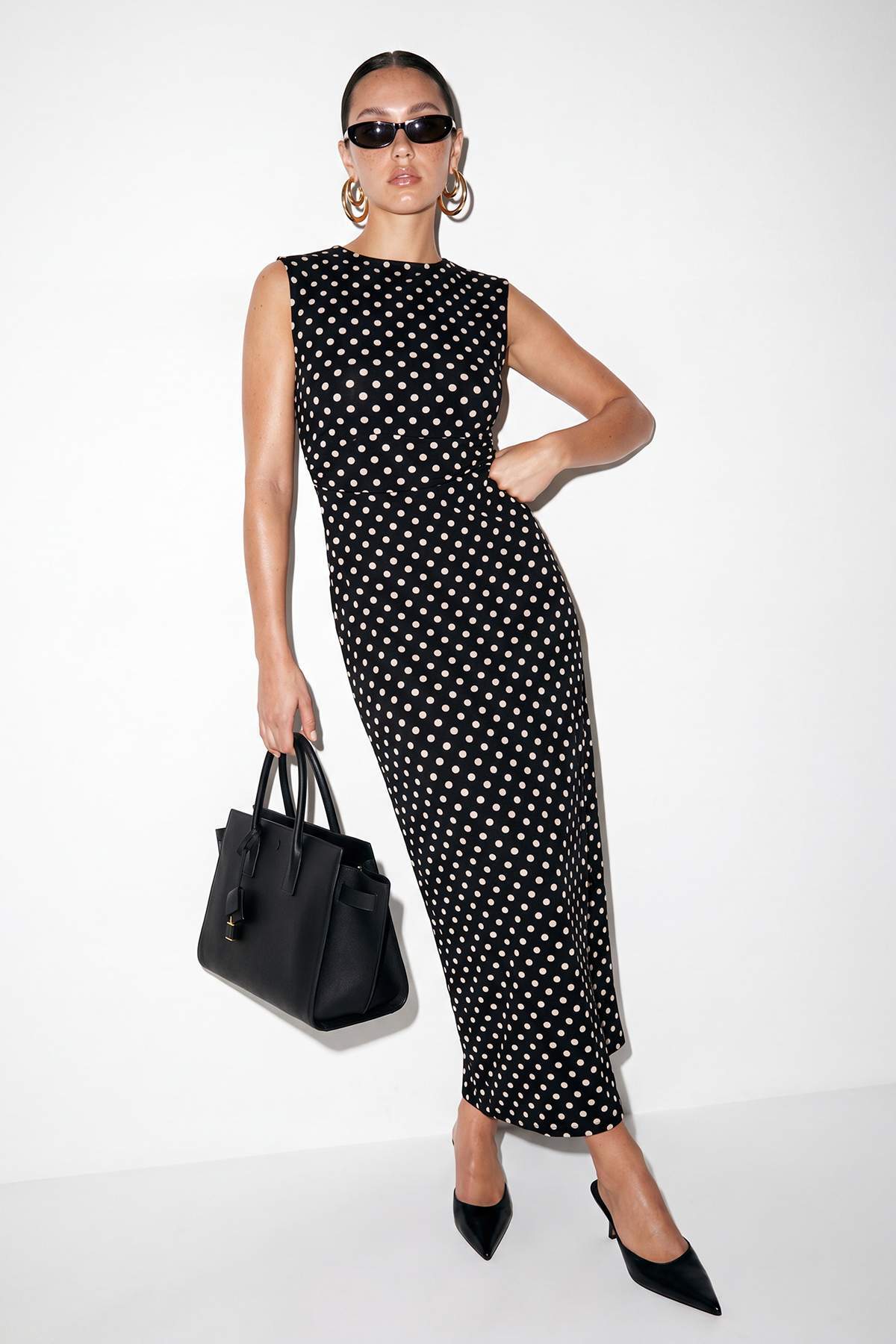 Drop by Trendyolmilla Siyah Kolsuz Geniş Yaka Elastan Uzun Elbise TDRSS26EL00051