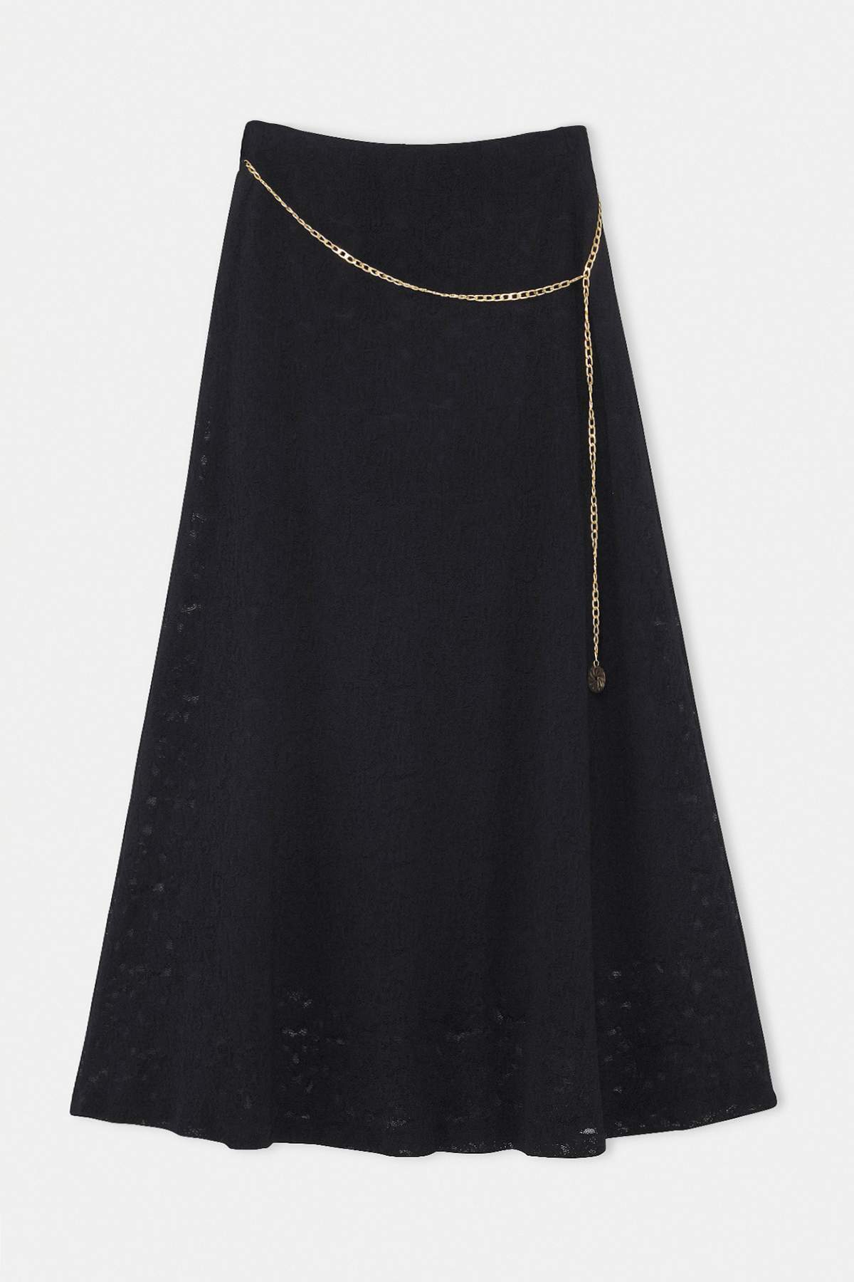 Drop by Trendyolmilla Siyah Astarlı Dantel Zincir Kemerli Etek TDRSS26ET00075