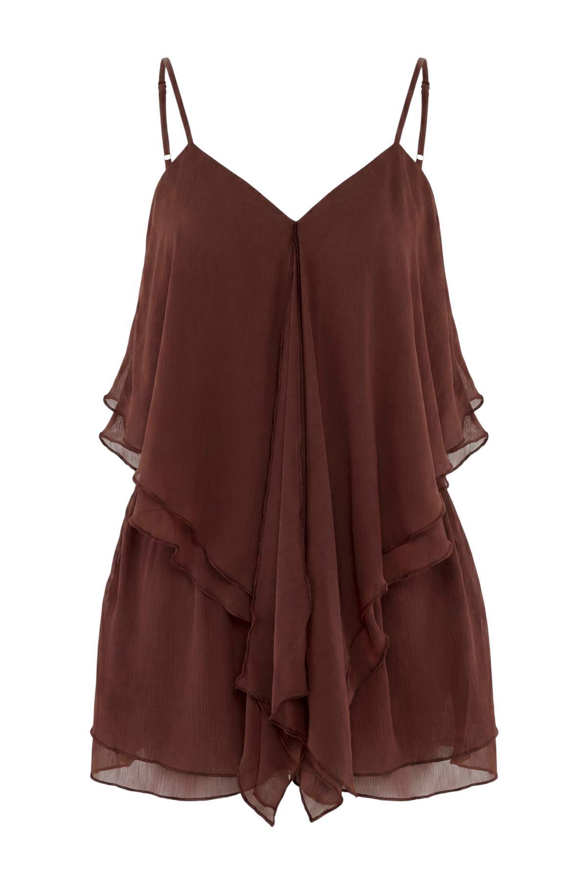 Trendyolmilla Kahverengi Geniş Paça Tulum TWOSS26TU00042