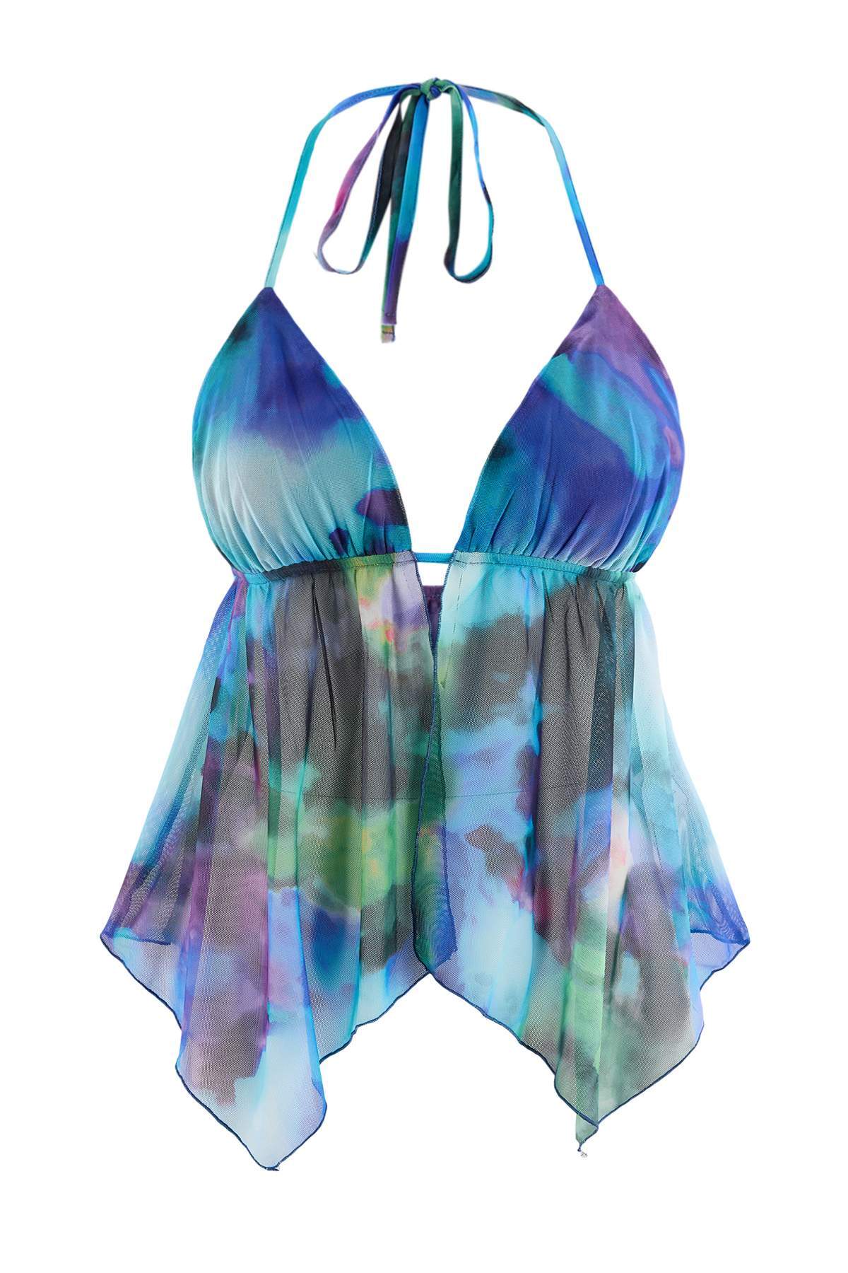 Trendyolmilla Çok Renkli Batik Askılı Örme Tül Bluz TPRAW27BZ00022