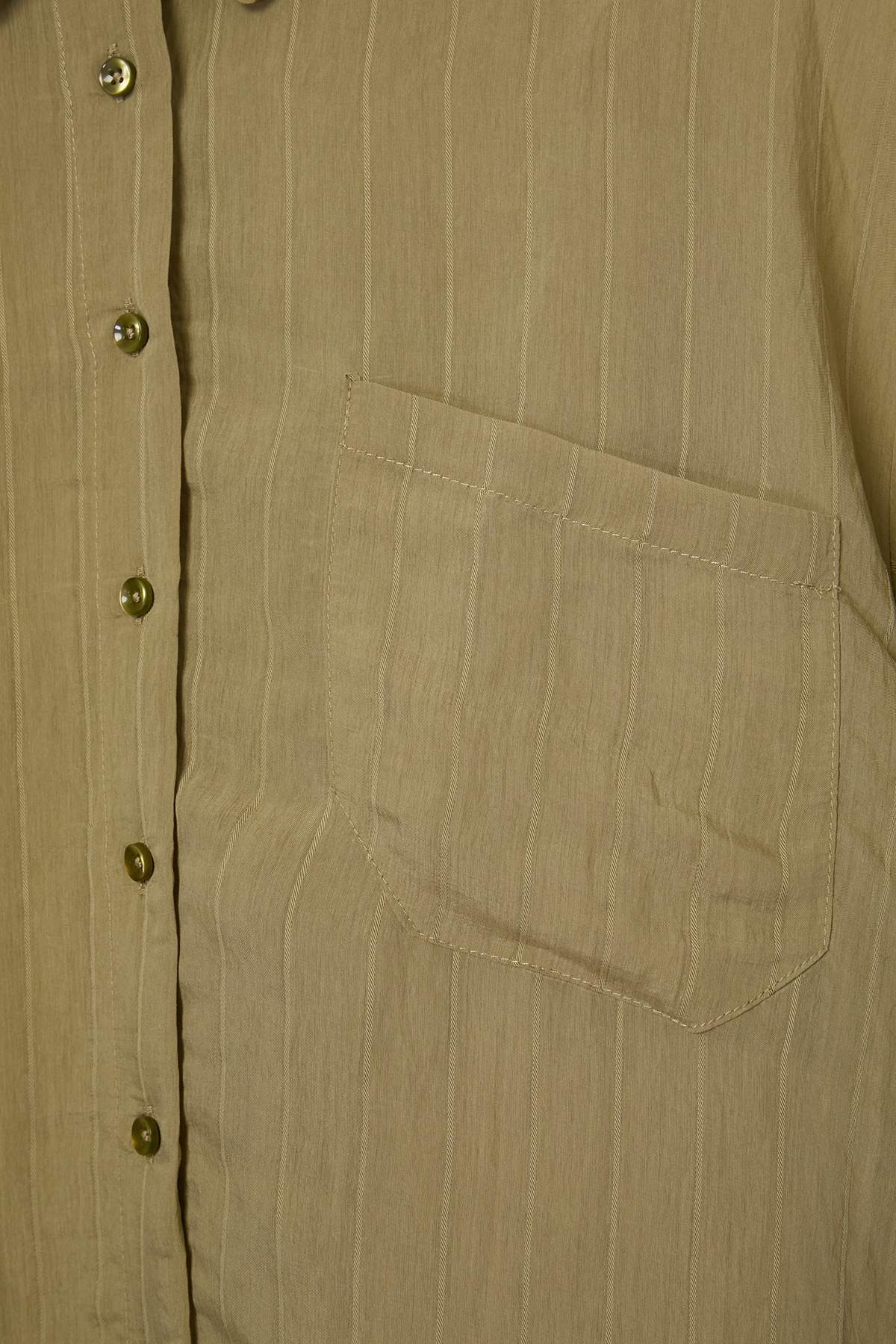 Trendyolmilla Curve Haki Oversize Modal Balon Uzun Kol Büyük Beden Gömlek TBBAW27AX00012