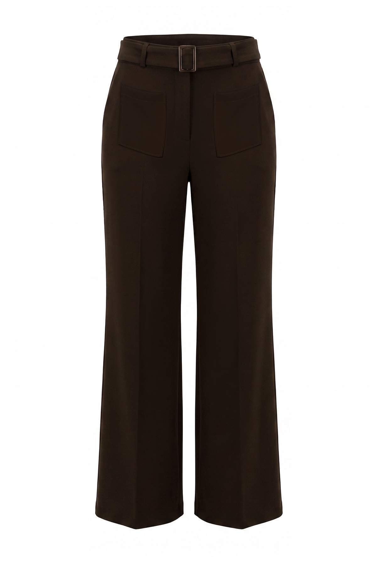 Trendyolmilla Kahverengi Cep ve Kemer Detaylı Wide Leg/Geniş Paça Kumaş Pantolon TWOAW27PL00065