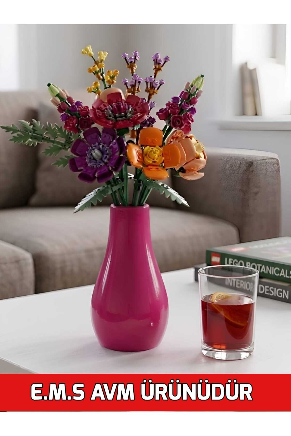 VASE DROP VASE DECORATIVE VASE FUCHSIA COLOR 13CM X 7CM LEGO FLOWER VASE.