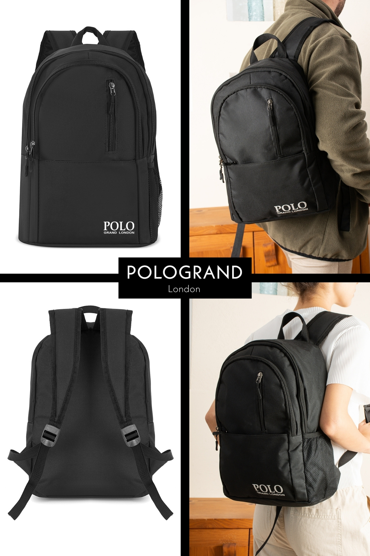 POLOGRAND London Orijinal Unisex Çok Gözlü Su Geçirmez Spor Kurs Laptop Gezi Seyahat Ve Günlük Kullanım Sırt Çantası