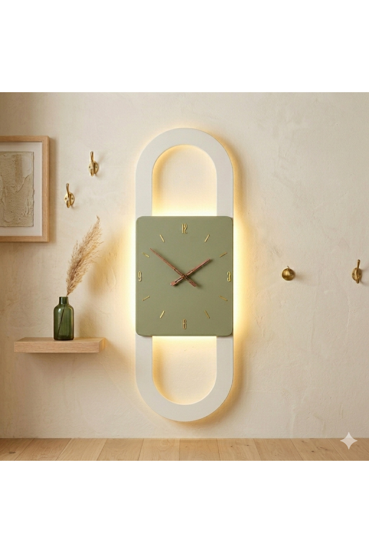 BERLİN WOODEN LIVING ROOM WALL CLOCK WITH BATTERY (LED) QUARTZ ULTRA-QUIET MECHANISM 28 CM X 85 CM