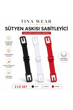 Tina Wear 3 Renk Sütyen Askısı - Sütyen'lerin Düşmesini Engeller - Sütyen Ask...