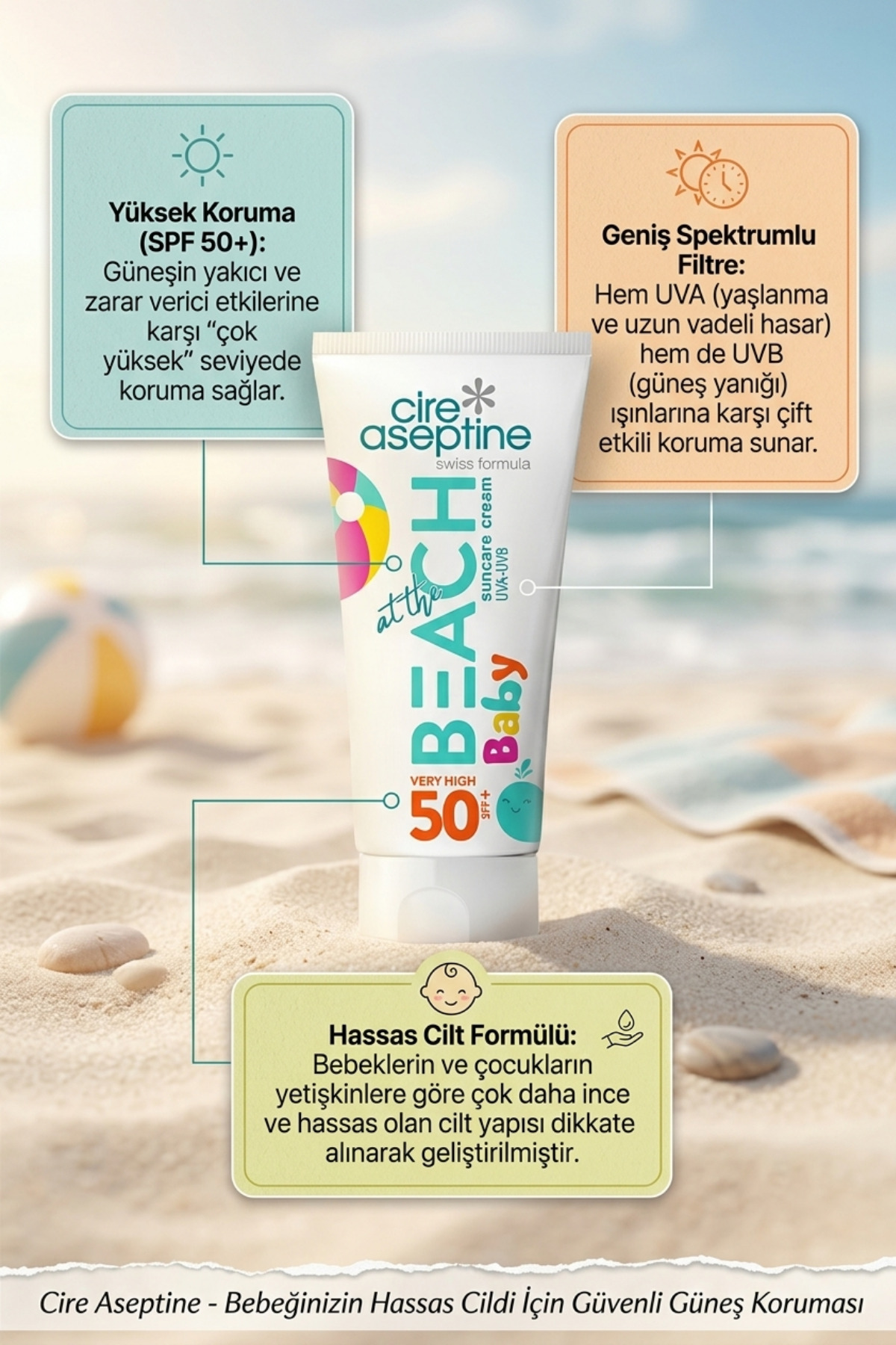 At The Beach Baby Güneş Kremi Very High 50 Spf+ 150 Ml. — 600027 — تصویر 2 از 4
