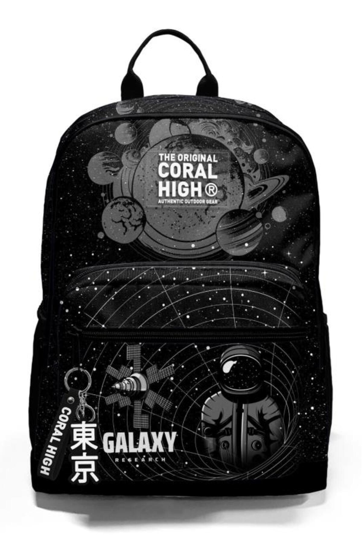 Siyah Galaxy Desenli Okul Sırt Çantası 23644
