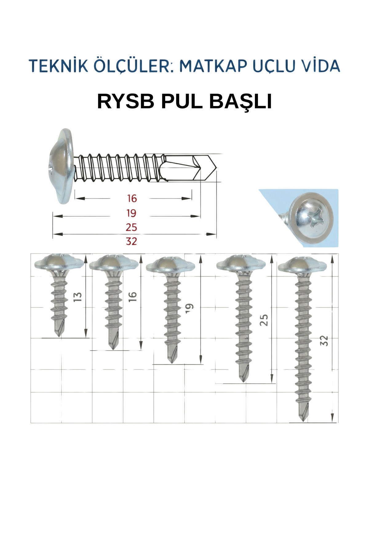WASHER HEAD (SDING) RYSB SMART SCREW 3,9X16 MM 50 pcs Screw TR