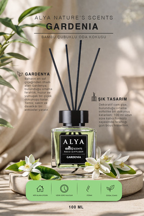 Alya Nature's Scents Gardenia Bambu Çubuklu Oda Kokusu- Gardenya Kokusu