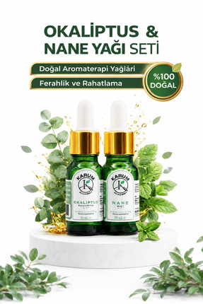 KARUM Okaliptus & Nane %100 Saf Uçucu Yağ 2'li Set Doğal Aromaterapi Yağı 2x1...