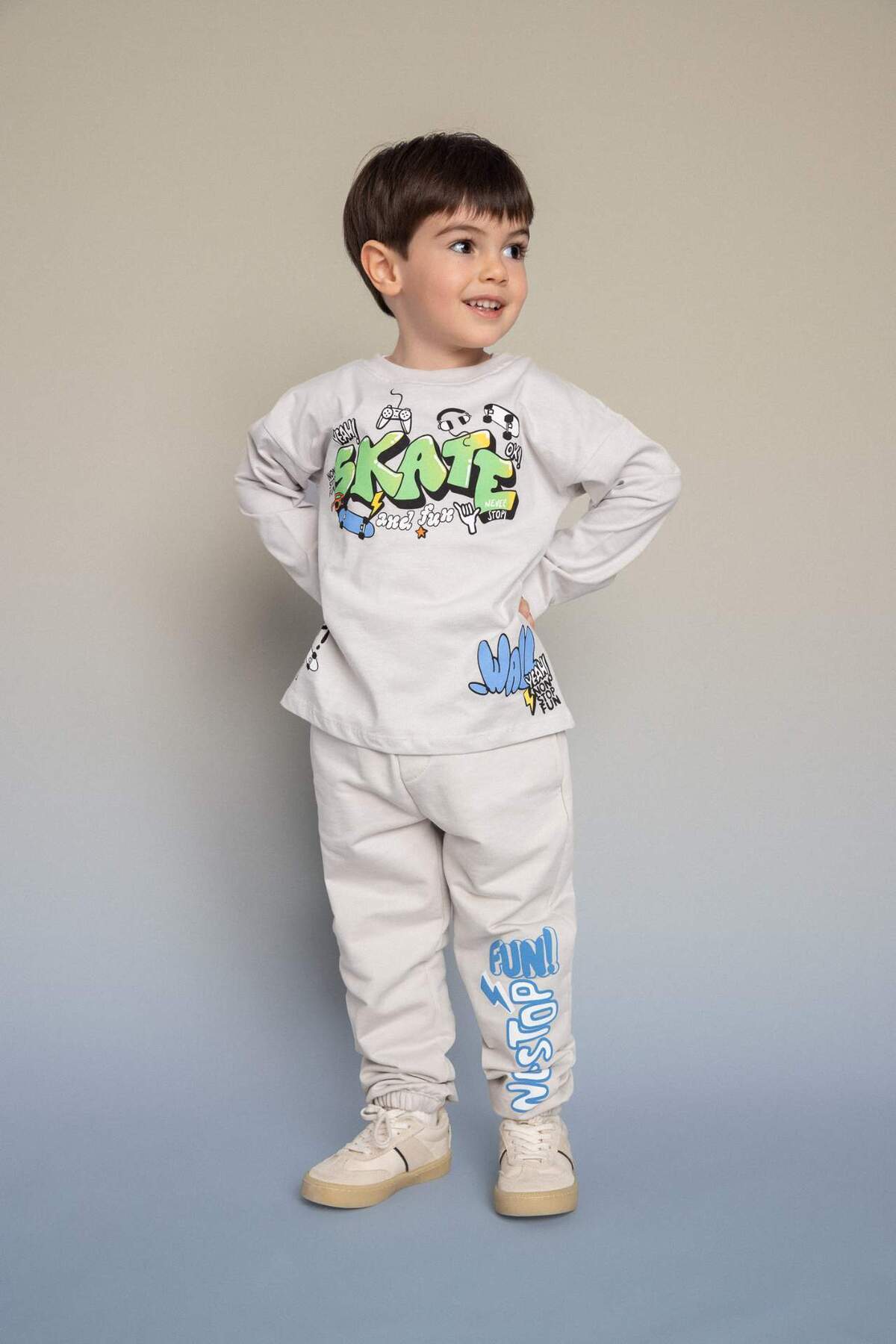 Defacto 100% Cotton Baggy Fit Printed Trousers for Baby Boy G9964A526Sp