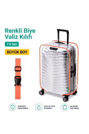 Trink Çanta Şeffaf Valiz Koruyucu Kılıf ve Valiz Kemeri * 1'er ADET * TURUNCU...