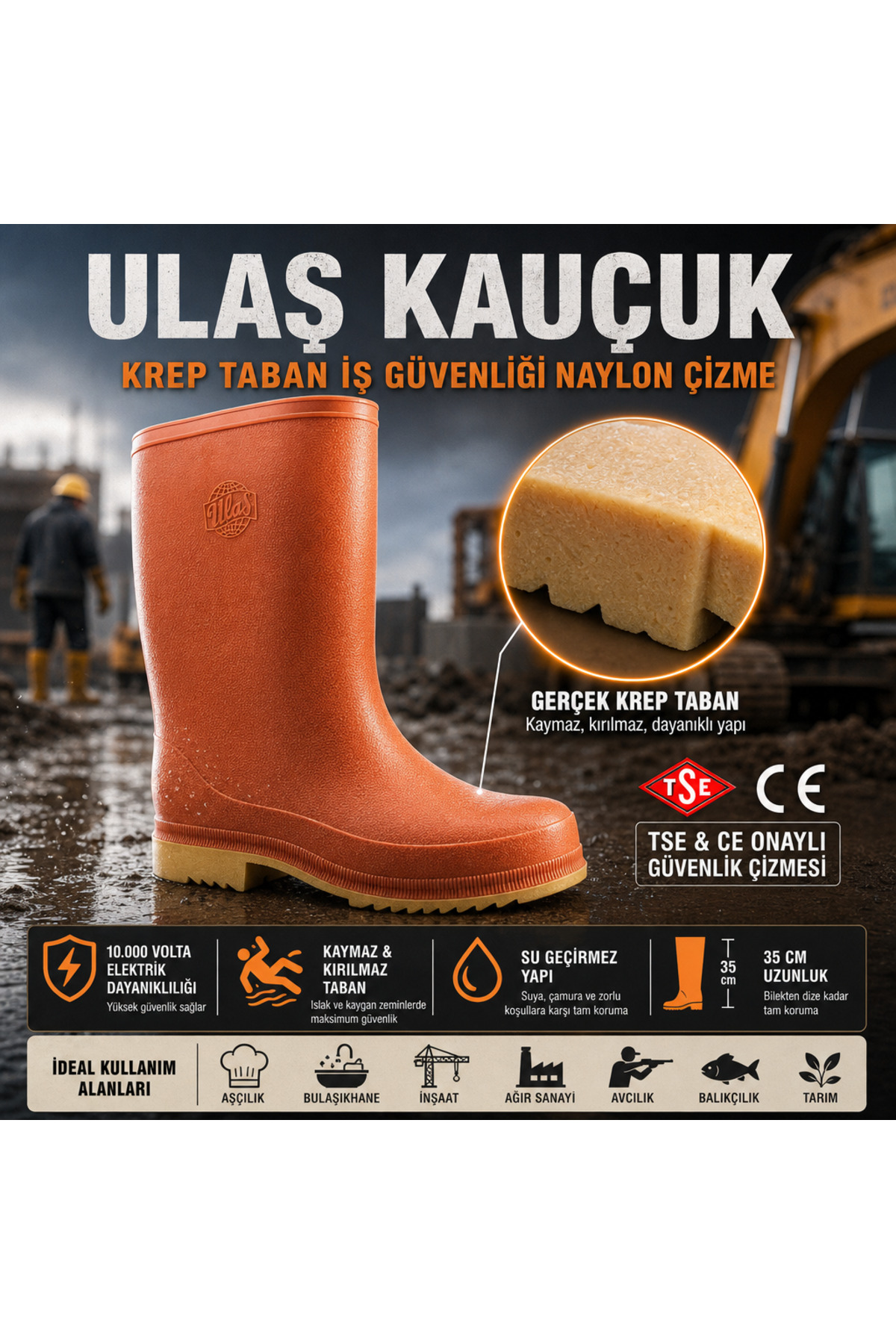 ÇİĞDEM KUNDURA Ulaş Krep Kauçuk Taban Çizme Unisex