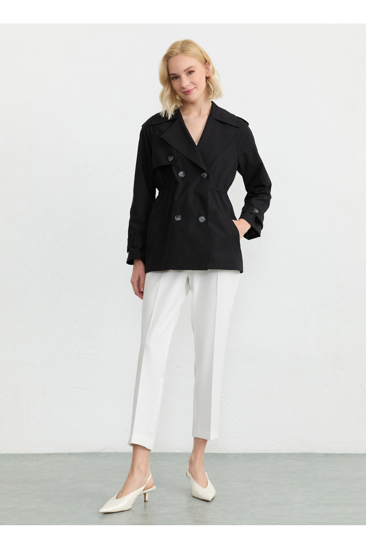Selen Siyah Kadın Trençkot 26YSL9577 görsel 2