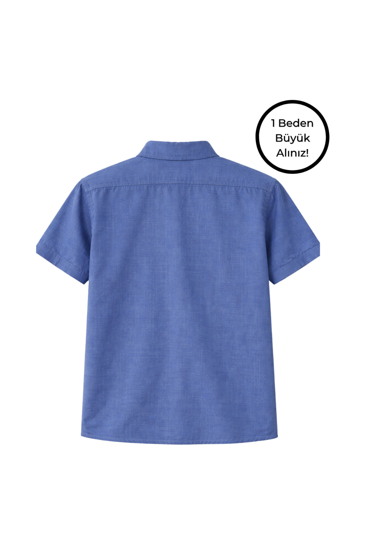 BattalModa Erkek Büyük Beden İndigo Çift Cepli Kısa Kollu Gömlek 3XL-4XL-5XL-6XL-7XL-8XL görsel 5
