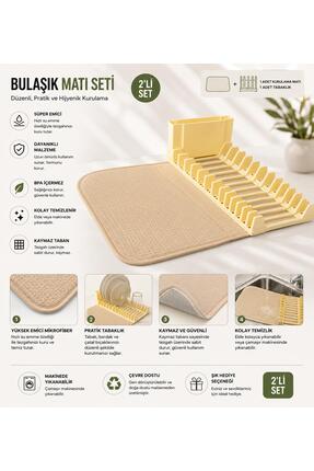 BuradaBuldun Premium Katlanabilir Mikrofiber Bulaşıklık Seti Bej - Tezgah Üst...
