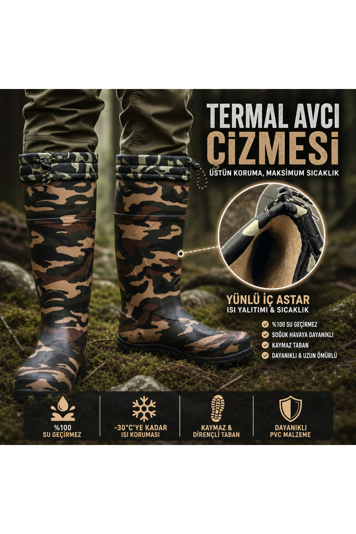 ÇİĞDEM KUNDURA ULAŞ İÇİ YÜNLÜ AVCI ÇİZMESİ