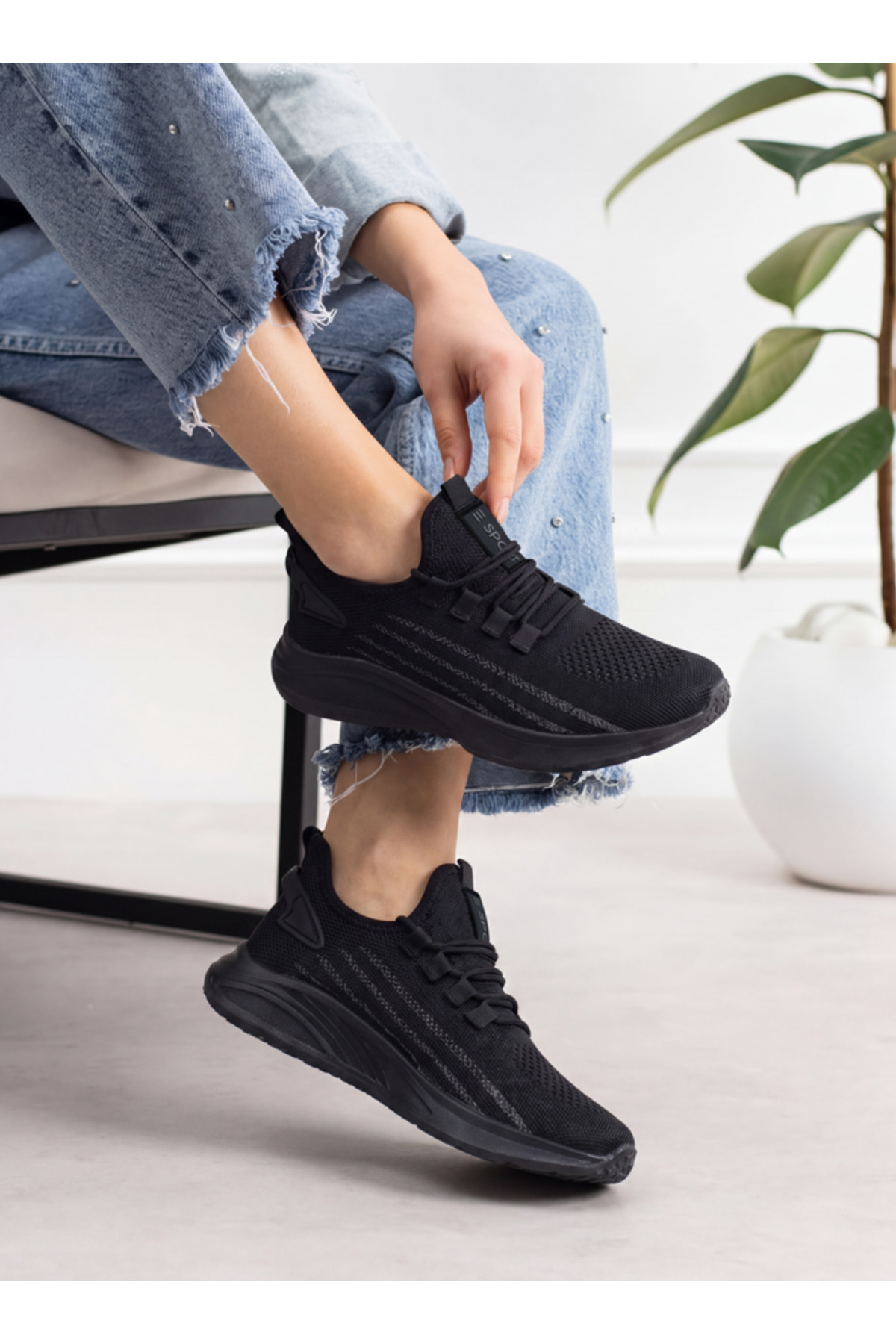 E SPORT Siyah Unisex Hafif Triko Sneaker Ortopedik Ayakkabı-015 görsel 7
